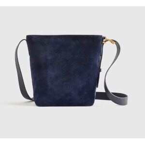 Quince Italian Suede Bucket Crossbody Bag Midnight Navy Blue NWT